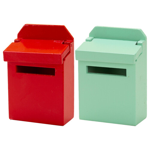 2Pcs Small Wooden Mini Mailbox Decor for Dollhouse Landscape
