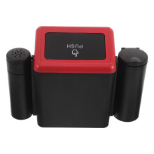 Leakproof Red Car Trash Can with Built-in Ashtray and Fresh Air