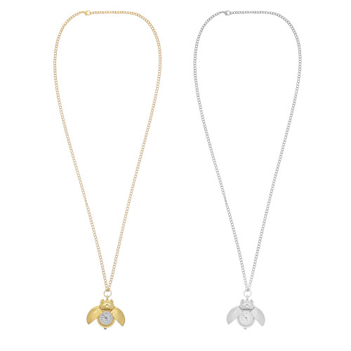 2Pcs Creative Beetle Design Quartz Analog Necklace Watch Multi-Color
