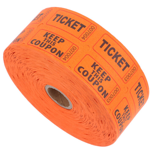 4Rolls Numbered Orange Raffle Tickets Paper Bulk for Festivals Parties 2
