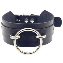 Versatiles Adjustable Neck Collar with O Rings PU Leather-Black