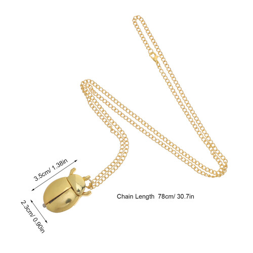 2Pcs Creative Beetle Design Quartz Analog Necklace Watch Multi-Color 1
