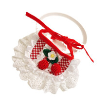 Cute Red White Plaid Cat Bib Scarf for Kittens Up to 13.2lb Pet Costume
