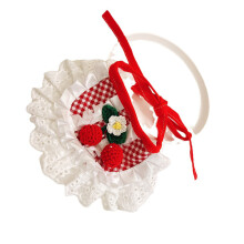 Cute Cat Bib Scarf Lace Pet Bandana Kittens Accessories Red White S