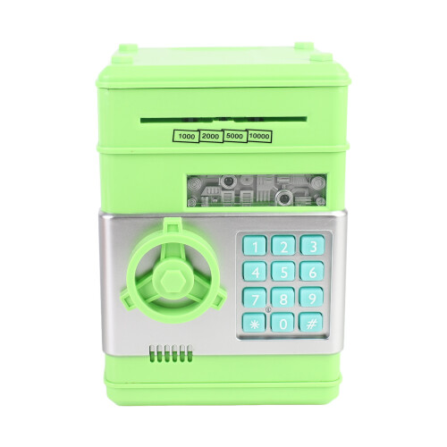 Grüne Spardose 3xAA 19,8  14,3  13,8 cm 2