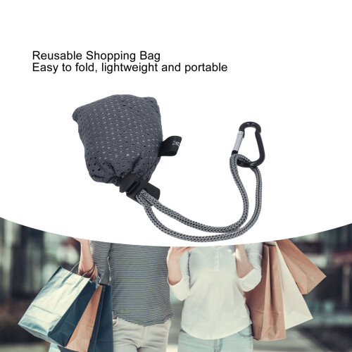 Large Reusable Gray Grocery Bag with Hook, Foldable & Washable 2