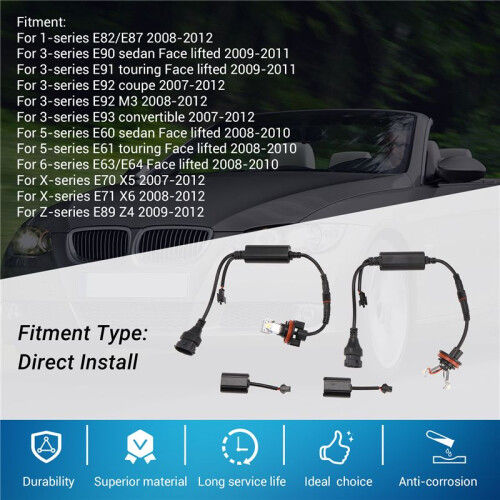 2Pcs Car LED Angel Eye Light 6000K H8 Light Bulb for  E82 E87 E90 E91 E92 M3 E93 E60 E61 E63 E70 X5 E71 X6 E89 Z4