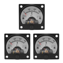 3X AC 0-300V Round Analog Dial Panel Meter Voltmeter Gauge Black