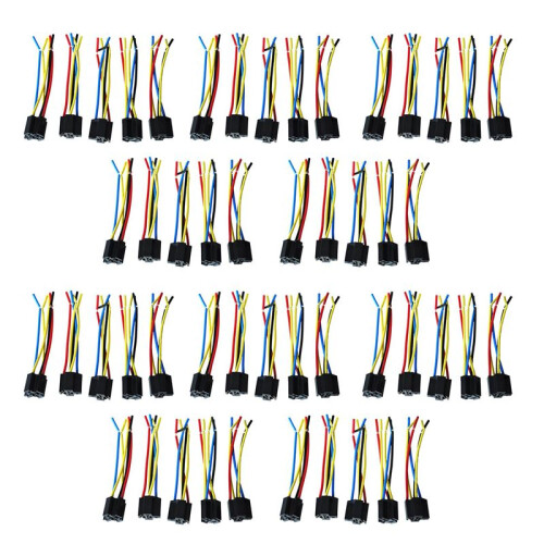 50 Pcs 5 Pin Wires Cable Relay Socket Harness Connector  12V for Car Auto