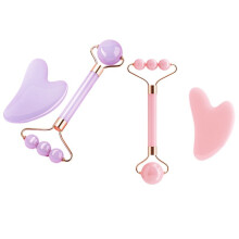 Double  Facial Massage Roller Eyes Face Lifting Tighten Resin Guasha Board Roller Face Spa Massager Beauty Skincare