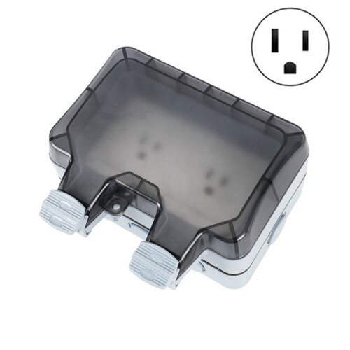 IP66 Outdoor Extension Lead 15A Rainproof Charging Socket Outdoor Double Socket Waterproof Box US Plug 1