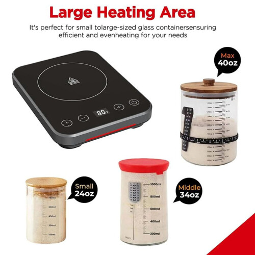 Sourdough  Warmer, Sourdough Warming Mat with 70-100F Precise Thermostat, 12H Timer with Memory Function US Plug 2