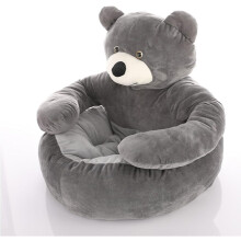 Teddybär-Hundebett mit Armen – Kuschelbär zum Einkuscheln für Katzen und Hunde, weiches Winter-Haustierbett (Grau, Groß)