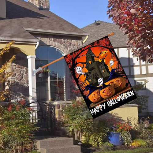Bandeira de jardim "Feliz Halloween" 28x40 polegadas (71x102 cm) - Dupla Face 1