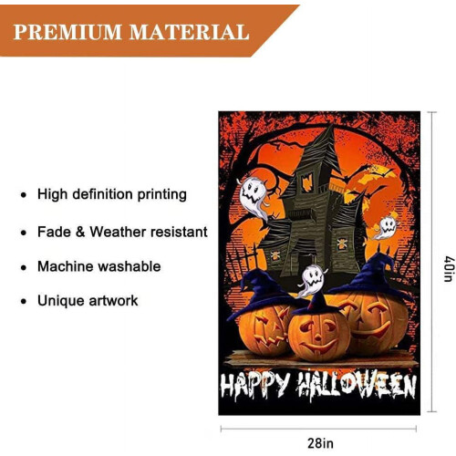 Bandeira de jardim "Feliz Halloween" 28x40 polegadas (71x102 cm) - Dupla Face 2
