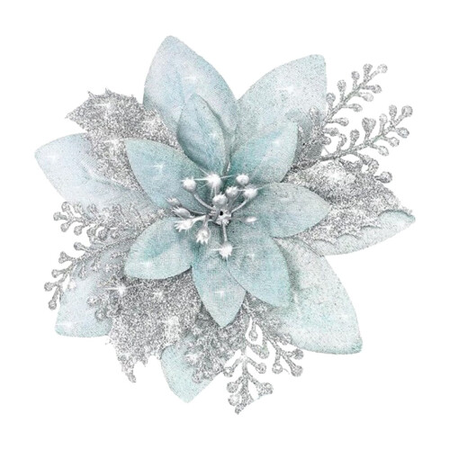 10 künstliche Weihnachtssternblumen mit Glitzer, 14,5 cm 1