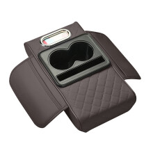 Funda para cojín de reposabrazos de coche con 2 bolsas de almacenamiento, portavasos, ranura para pañuelos y ranura para teléfono para coches