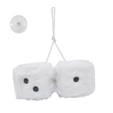 Car Mirrior Fluffy- Furry 7.5cm Car Furry Pair of Retro Square Plush with Dots