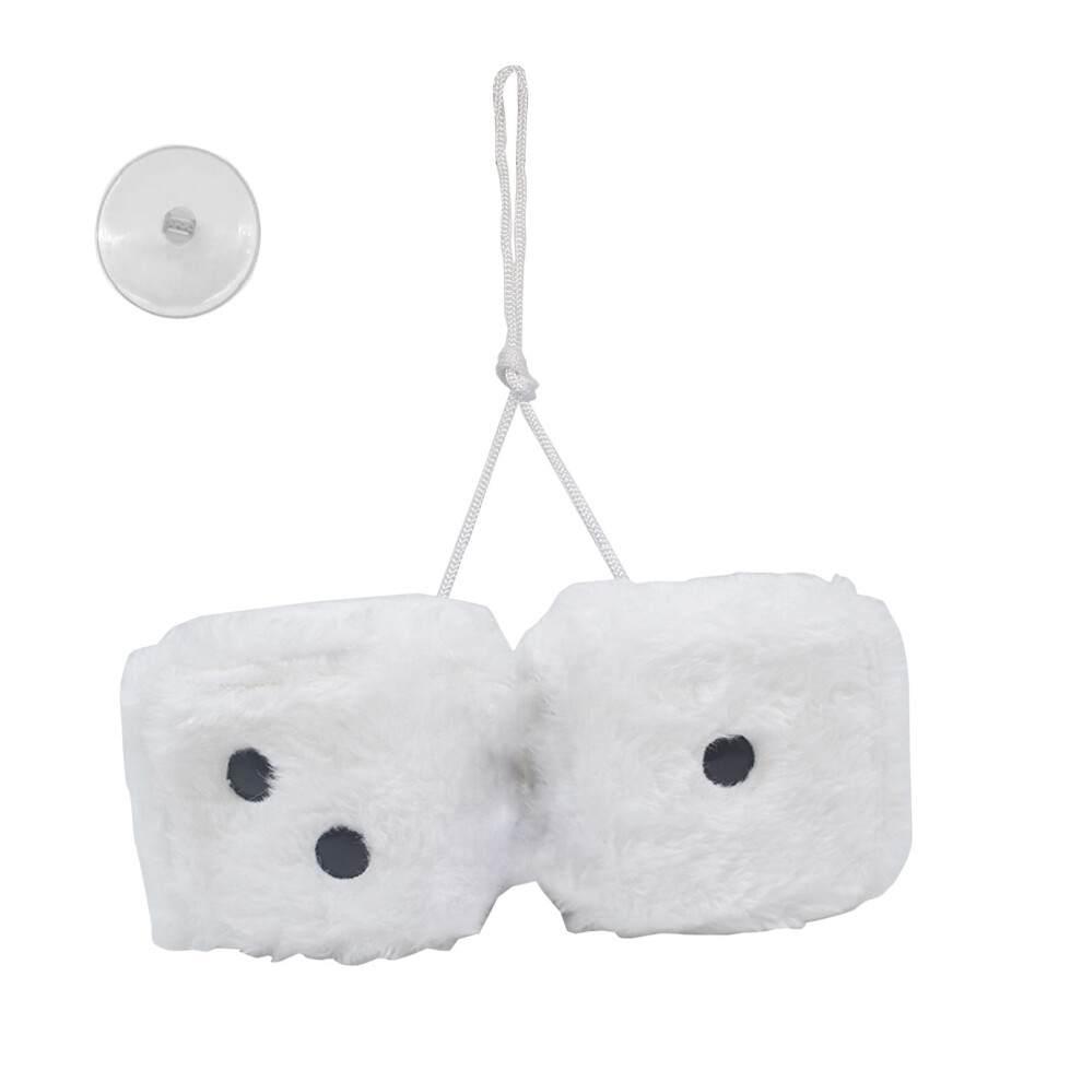 Car Mirrior Fluffy- Furry 7.5Cm Car Furry Pair Of Retro Square Plush With Dots 9353595496262
