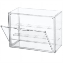 Transparante acryl vitrinekast met 3 planken en 2 beweegbare platen, stapelbare vitrinedeur voor actiefiguren