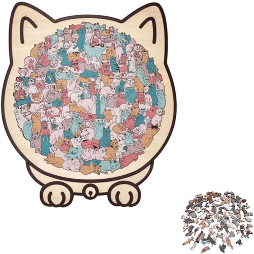 Puzzle en bois en forme de chat – 135 pièces, Morandi