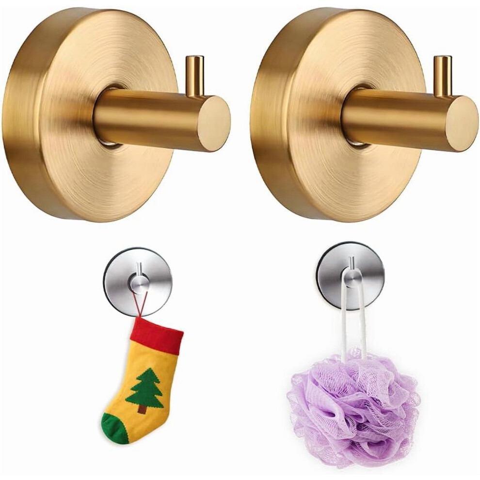 Suction Cup Hooks For Wreaths And Towels, Gold, 2-Pack 962125549324