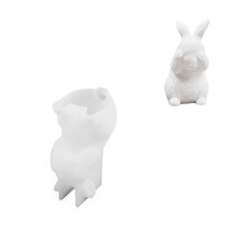 Lapin debout en silicone, à faire soi-même, avec gouttes de plâtre et ciment. Décoration de Pâques : lapin aux yeux cachés, fait main. Bougie