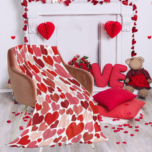 Couverture duveteuse à cœurs pour la Saint-Valentin 99 x 130 cm 2
