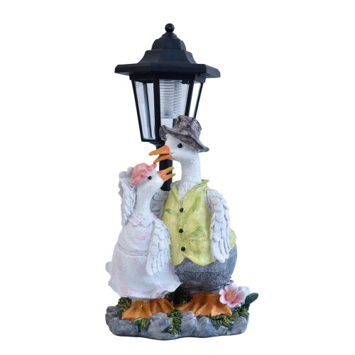 Ηλιακό φως κήπου με ρητίνη Duck Couple 1