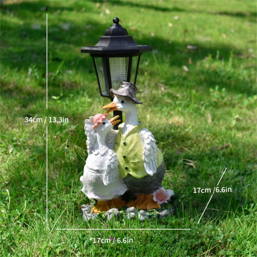 Ηλιακό φως κήπου με ρητίνη Duck Couple 2