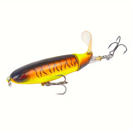 2-teiliger Topwater-Pooper-Köder, künstlicher Köder, hart mit weichem, rotierendem Schwanz, Angelzubehör 1