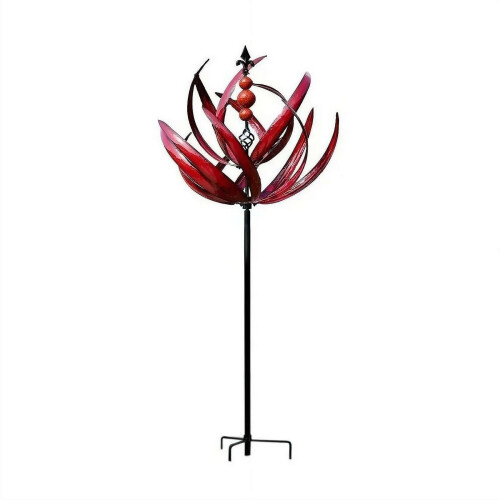 Dvoupatrový větrník Lotus, modrý kov, 90 cm
