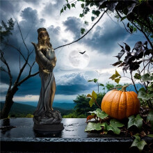 Blindfolded Fortuna Statue Ancient Greek Roman Goddess of Fortune Vintage Luck Sculpture Luck Decorations for Home 35cm
