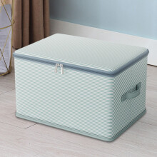 Kleideraufbewahrungsbox aus Vliesstoff mit doppeltem Reißverschluss und Deckel, faltbarer Organizer aus blau gestreiftem Stoff – geeignet für