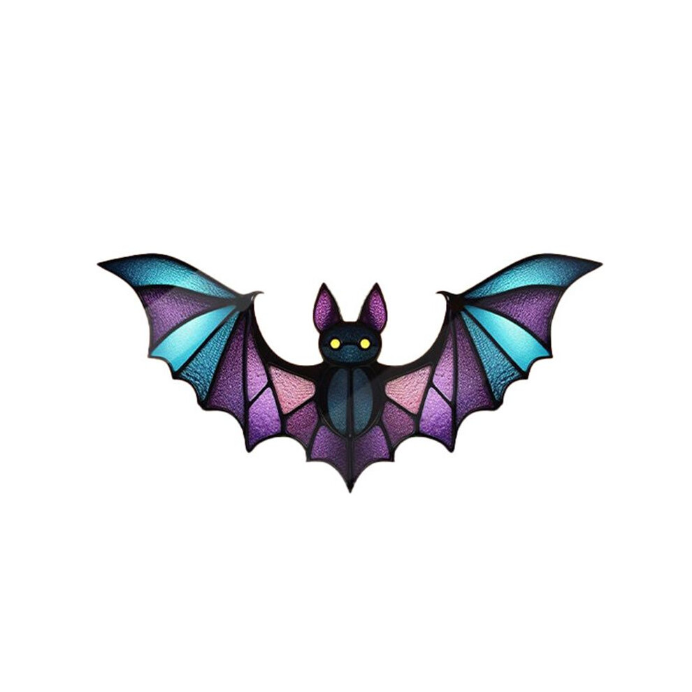 Halloween Bat Stained Glass Suncatcher Window Hanging Acrylic Wall Art Suncatcher Decoration Ghostss Festival Colorful,A 6031203035524