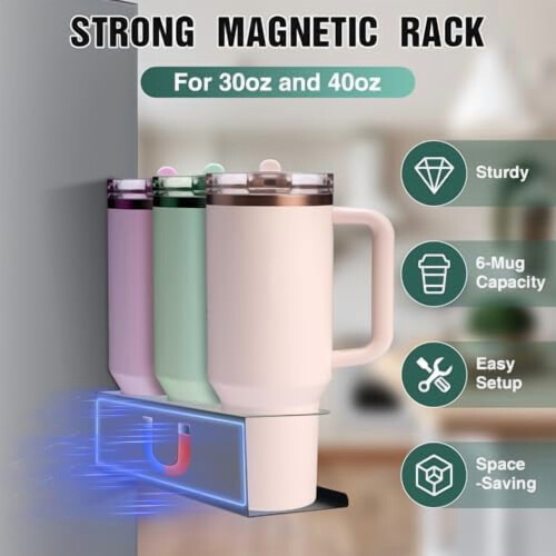 Conjunto de 2 suportes magnéticos para copos Stanley de 30 e 40 oz – Compatível com Stanley 1