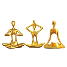 Estatueta de Ioga para Mesa, Estátua de Ioga, Conjunto de Estatuetas de Resina para Decoração de Home Office, Enfeites de Mesa Dourados