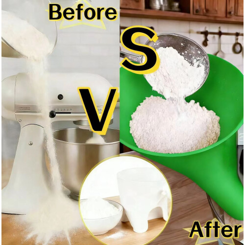 5-quart mixer flour funnel, snap-on installation, no tools required, kitchen baking sieve, 1 pack 2