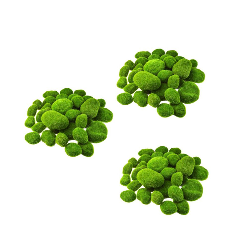 Semoic Green 96Pcs 5 Size Artificial Moss Rocks Decorative Moss Balls Fake Moss Decor For Floral Arrangements Gardens
