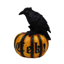 Estatueta de Abóbora de Corvo de Halloween, Estátua de Resina de Abóbora de Corvo Preto, Escultura, Decoração de Mesa para Casa, Ornamento