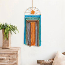 Wandbehang mit Sonnenaufgang und Sonnenuntergang, Baumwollseil, Handgefertigt, Gewebter Wandteppich, Minimalistisch, für Zuhause, Homestay,