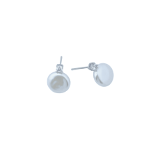 Oorbellen met knoopjes en zoetwaterparels voor dames, sterling zilver met platte natuurlijke parels en een kristallen accent. Minimalistisch en