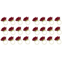 24 PCS Red Rose Shape Towel Buckle Napkin Ring Wedding Party Valentine'S Day Hotel Table Decor Metal Gold Napkin Holder