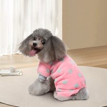 Pijama para Cães com Estampa de Corações - Suéter Macio e Quentinho para Pets, Macacão para Cães e Gatos de Pequeno Porte, Corações Rosa para