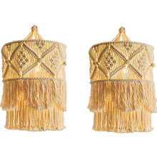 2X Handmade Wall Lampshade Bohemia Macrame Boho Decor Handcraft Tassel Background Headboard Hanging