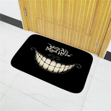 2 Pcs 40X60cm We'Re All Mad Here Printed Doormat Floor Mat Home Mat Super Soft Absorbent Bathroom Door Mat