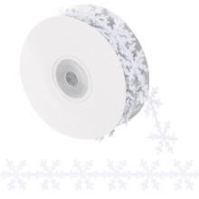 Panglică albă cu fulgi de zăpadă 5m x 25mm