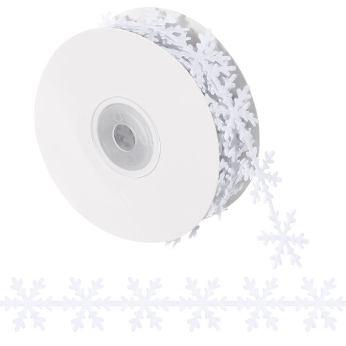 Weißes Schneeflocken-Band, 5 m x 25 mm