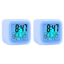 2X Réveil Numérique pour Chambre Garçon Fille, Petites Horloges de Chevet de Bureau, Affichage de L'Heure / Date LED Veilleuse avec Répétition