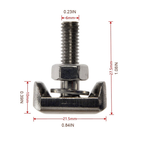 2Pack19116852Ακροδέκτης μπαταρίας αυτοκινήτου από ανοξείδωτο ατσάλι με βίδα T, 2